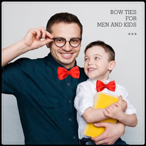 Survodja 43215-76603 Men Bow Tie Adjustable Length Wedding Male Fashion Boys Satin Bowties One Size Red thumb #2