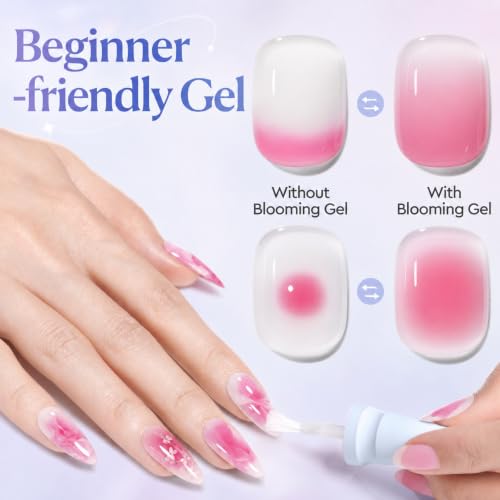 Image of AZUREBEAUTY Blooming Gel Nail Polish 18ML | Create Blooming Marble Natural Stone Watercolor and Floral Print Effect Design Nail Art UV LED Soak Off DIY Manicure Gift