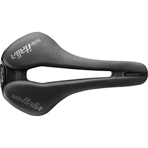 Selle Italia Flite Boost Kit Carbonio Superflow Road Bike Saddle - Comfortable Road Bicycle Seat for Men and Women - Short Nose Bike Saddle for Road, Racing, Endurance, Black, 248 x 145mm