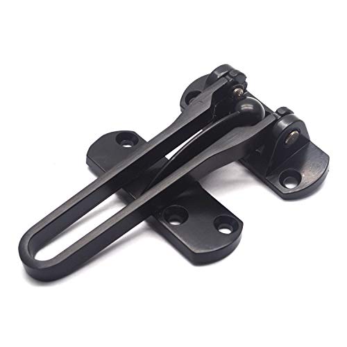Tulead U-Swing Door Lock Anti-Theft Buckle Hotel Door Lock Black Security Guard Bolt Latches 2.5