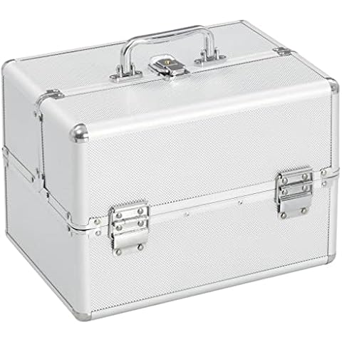 VidaXL Silver Aluminium Make-up Case with Lock Cover