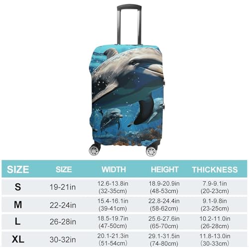 Dolphins Elastic Luggage Cover Suitcase Protector for 19-32 Inch Suitcases | Universal Stretchable Travel Bag Cover | Anti-Scratch, Washable with Zipper Closure M2