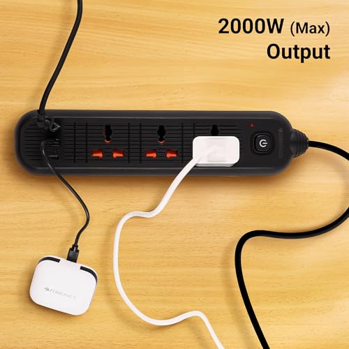 Image of ZEBRONICS Power BAR 132, Extension Board /Strip, 2000 Watts, 10 Amps, 1x Type C Port, 3X Universal Socket, 2X USB Port, LED Indicator, On /Off Switch, Wall Mountable, 3 Meter, Black