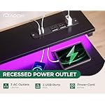 AODK Gaming Desk with LED Lights & Power Outlet, 55 Inch Computer Desk with Drawer, Reversible Desk with Adjustable Monitor Shelf & Headphone Hook for Home Office, Black - Image 4