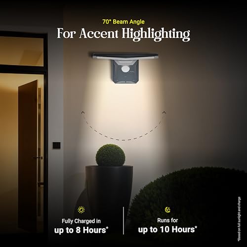 Image of Dylect Eco Solar Wall Light Outdoor Home, Solar Home Decor Light for Garden, Terrace, Patio, Upto 10Hr Runtime with Wireless Remote | IP64 Waterproof (Cool White)
