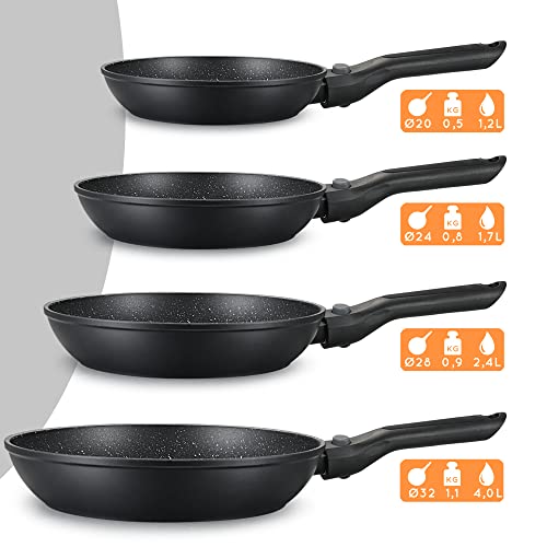 DIVORY große Pfanne 28cm I Abnehmbarer Griff, Induktion, beschichtet, Aluminium – Bratpfanne - Induktionspfanne (Abnehmbarer Griff, 28cm) – Bild 6