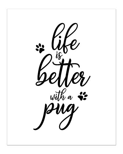 Summit Designs Pug Wall Art Décor Prints – Set Of 4 (8X10) Unframed Poster Photos – Dog Puppy Quotes #TOP2