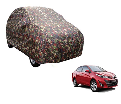 Image of Auto Hub Car Cover Compatible with Yaris with Weather Proof, Triple Stitched, Yaris Car Cover Jungle Look