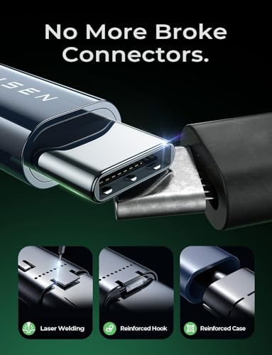 Image of LISEN USB C Cable, 5-Pack [3.3 /3.3 /6.6 /6.6 /10FT] USBC to USBC Cable for iPhone 16e 15 Pro Max Charger Cord, 60W C to C Cable Fast Charging for Samsung S25 /S24 /23, Switch 2, iPad, MacBook, Midnight