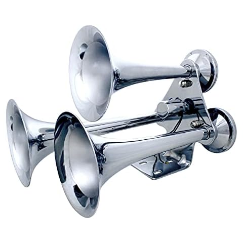 United Pacific 46151 Competition Series 3 Trumpet Train Horn, Heavy-Duty Electric Solenoid, 150 PSI Max, Super Loud Output 150dB +/- 10 dB - ONE Set Cover