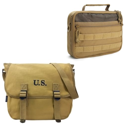 SMONT WW2 US M1936 Canvas Messenger Bag and Tactical Toiletry Bag