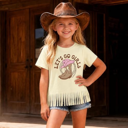 Image of Girls Western Shirt Toddler Tassels Cowgirl T-Shirt Im The Problem Country Concert Shirts Summer Short Sleeve Top