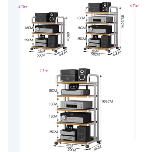 Support audio à 4 niveaux et meuble de rangement de composants stéréo bois - 2