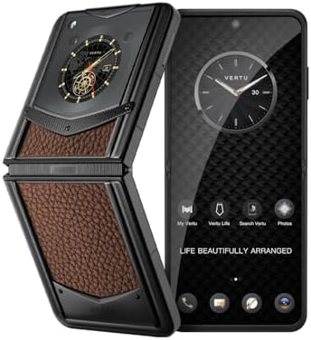 VERTU IRONFLIP Calf Skin Flip Cell Phone, Unlocked Android 5G Smartphone, Foldable Design, One-Hand Control, 50MP Camera, 12G+512G, Dual SIM, 6.9" 120Hz OLED, 65W Fast Charge (Caramel Brown)