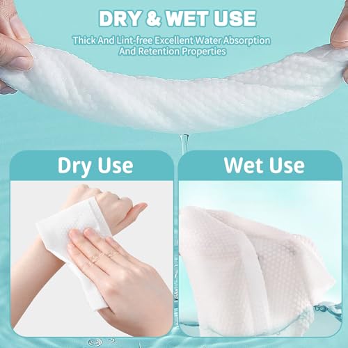 CenYouful Disposable Face Towel 600 Count, Soft Cotton Facial Dry Wipes, Multi-Purpose for Skin Care, Makeup Remover, Face Wipes and Facial Cleansing