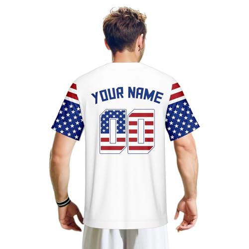 Custom American Flag Baseball Jersey Personalized Name Number Short Sleeve Button USA Shirts Gifts for 4th of July miniatura 4
