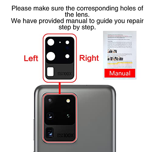 2Pcs Galaxy S20 Ultra Back Rear Camera Lens Glass Replacement, Asdawn Back Lens Glass For Samsung Galaxy S20 Ultra 6.9 Inches All Carriers With Free Lens Film + Installation Manual + Repair Tool Set #TOP5