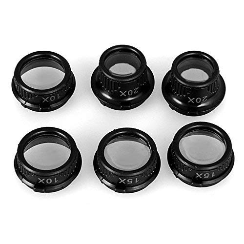 Vergrößerung 10X15X 20X 25X 4-Gruppen-Linse Doppelbrille Kopfmontierte LED-Lupe, Kombinationspakete Handheld