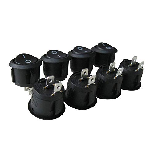 Taiss/8Pcs Round Rocker Toggle Switch Black SPST switch AC 250V/10A 125V/12A On/Off 2 Pin 2 Position, Used in cars and boats KCD1-5-101-BK - Image 6