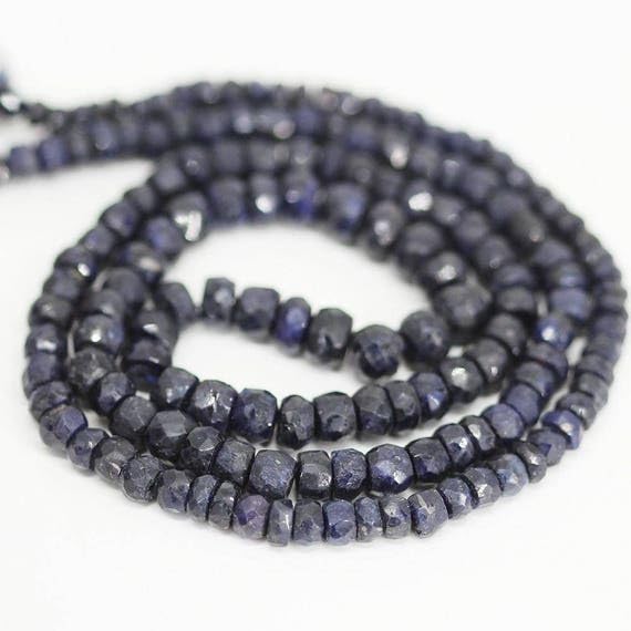 LKBEADS Naturalny niebieski szafir fasetowany rondelle mikro kamień szlachetny rzemiosło luźne koraliki sznur 40 cm 3 mm 5 mm