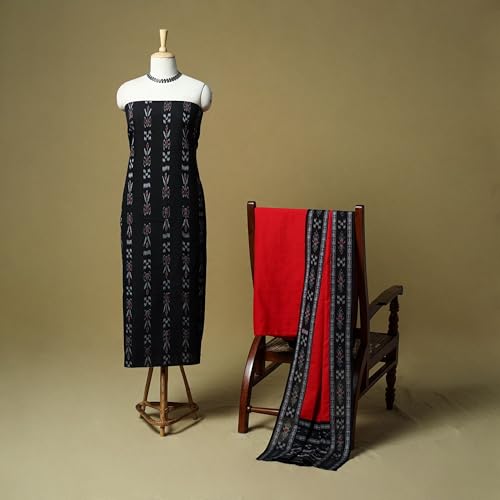 Image of Elegant Sambalpuri Ikat Cotton Dress Material for Women Ethnic Collection