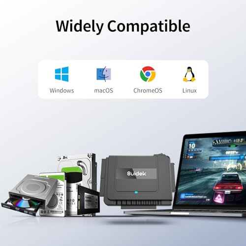 SUIDEK USB 3.0 to IDE SATA Converter - External IDE Hard Drive Reader for Universal 2.5 3.5 inch HDD/SSD Hard Drive Disk, IDE SATA to USB C Adapter Kit with 12V/2A Power Adapter - Image 5