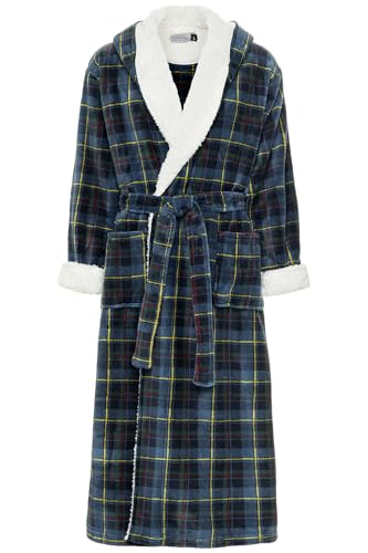 Alexander Del Rossa Plush Mens Robe with Hood, Hooded Big and Tall Robes for Men, Sherpa Fleece Robe for Men