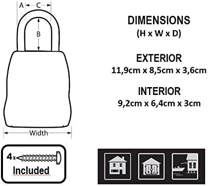 Master Lock Boite a clef, à Anse, Extérieur, 15.7 x 9 x 10 cm - 3
