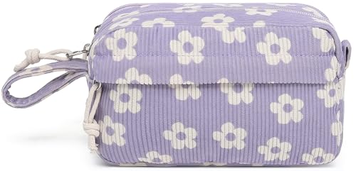 Image of Bluboon Big Capacity Pencil Case Pencil Pouch Pen Case School Supplies Cute Pencil Box Pencil Bag for Teen Girls Boys Women Man (Beige Flower Purple)