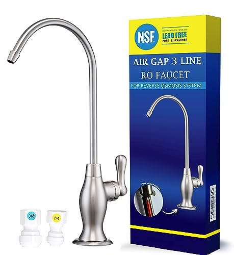 Air Gap 3 Line Lead-Free RO Faucet Drinking Water Filtration Reverse Osmosis Faucet (Brushed Nickel)...