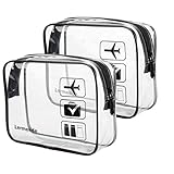 2pcs/pack Lermende Clear Toiletry Bag TSA Approved Travel Carry On Airport Airline Compliant Bag Quart Sized 3-1-1 Kit Luggage Pouch (Black)