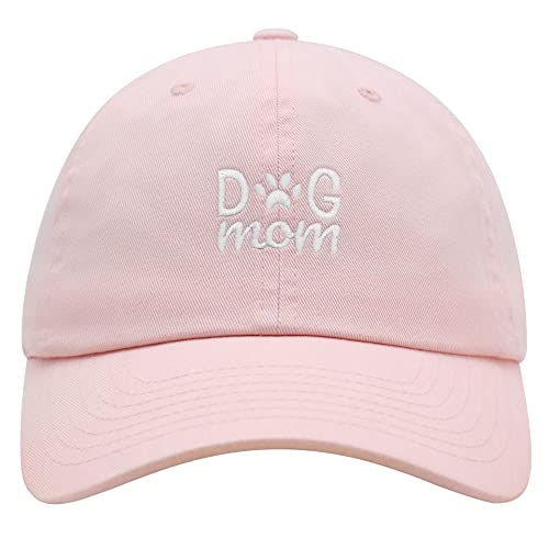 JPAK Dog Mom Premium Dad Hat Embroidered Cotton Baseball Cap Puppy Paw Light Pink