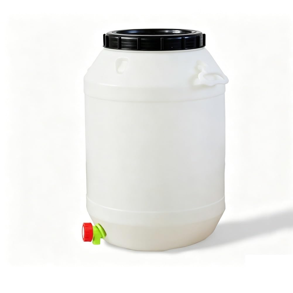 GZHERVICES Plastic Drum With Lid,Large Blue/White Plastic Drum For Shipping And Storage,Open Top, HDPE Drum, Air Tight,for Transporting/Shipping(50L)(White)
