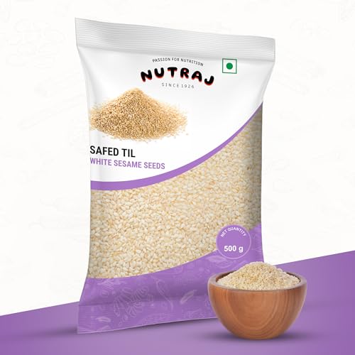 Image of Nutraj White Sesame Seeds 1 Kg (500g x 2) Pouch | Seeds for Eating | Safed Til | Seed Cycling