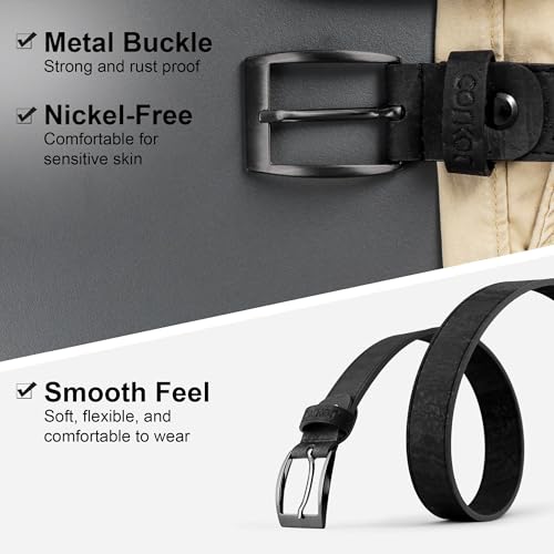Men's Vegan Belt Cork Strap with Silver Buckle, Durable Adjustable Eco-Friendly 1.18" Wide, Versatile for Daily Use4