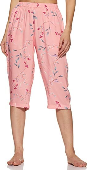Image of Longies Women's Rayon Pyjama Night Suit Regular Capri Set ((LGRCSSY003 Pink XLarge) XL)