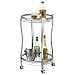 IDIMEX Chariot de Service Vega Table d'appoint Ronde sur roulettes Chariot à thé et Boisson en métal chromé, avec 2 étagères en Verre trempé Transparent