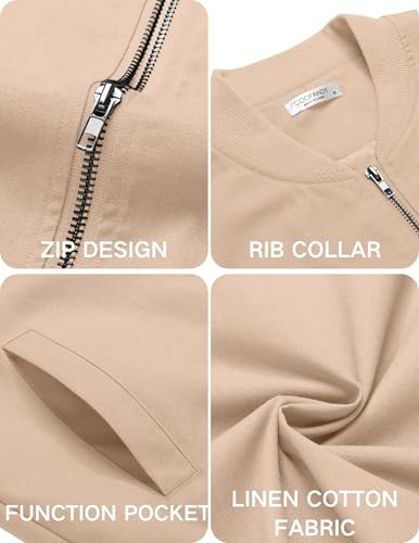 Image of COOFANDY Mens Light Cotton Bomber Jacket Flight Casual Softshell Varisty