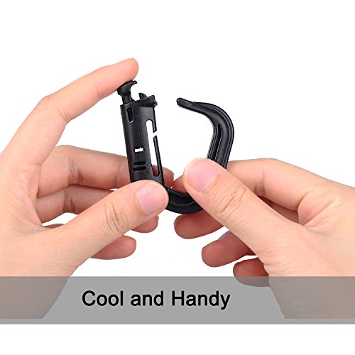 Xtacer Tactical Multipurpose D-Ring Locking Hanging Hook Tactical Link Snap Keychain For Molle Webbing (Black-Button Release (10-Pack)) #TOP3