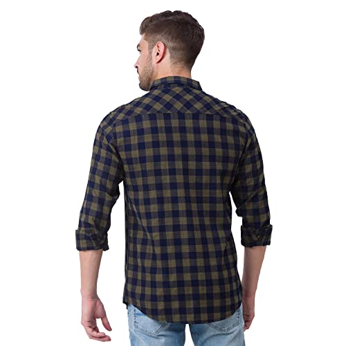 Image of Spykar Men's Cotton Checked Slim Fit Shirt