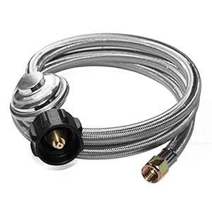 DOZYANT 5 Feet Universal QCC1 Low Pressure Propane Regulator Grill Replacement with Stainless Steel Braided hose for Most LP Gas Grill, Heater and Fire Pit Table, 3/8″ Female Flare Nut