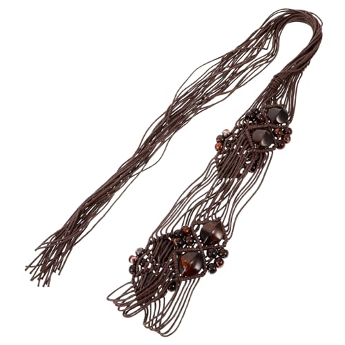 VALICLUD Boho Woven Waist Belt for Women Ethnic Design Cotton Crochet Gown Accessory Stylish Summer Beach Dress Belt with Beads Versatile Fashion Statement for Every Outfit3