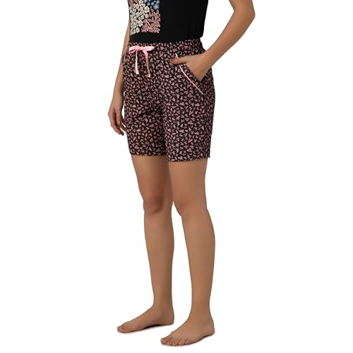 Image of Amante Womens Pink Cherry Printed Relaxed Fit Sleep Shorts