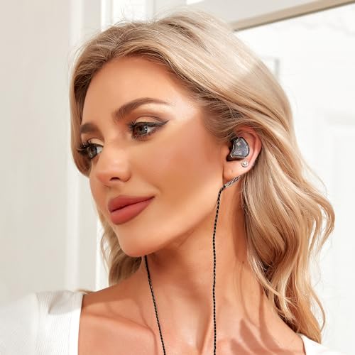 Image of CCZ Melody USB C Headphones Wired Type-C in Ear Monitor, Professional USB C Wired Earbuds Gaming Earphones with 1BA 1DD Patent Ear fins Ear tips for Singer Musician Stage (Clear Black, USBC-With Mic)