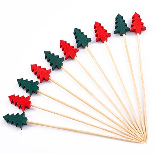 PartyWoo Lot de 100 pics à apéritif, 11,9 cm, cure-dents décoratifs pour apéritif, brochettes décoratives pour cocktail, fête, pics à boisson avec arbres Cover