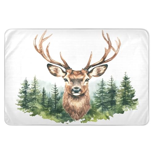 Takiito Deer Head Bed Pad Reusable Bed Underpad Washable Waterproof Leak-Proof Quick Dry Incontinence Pee Pad for Toddlers Kids Adults Pets 34x52 in