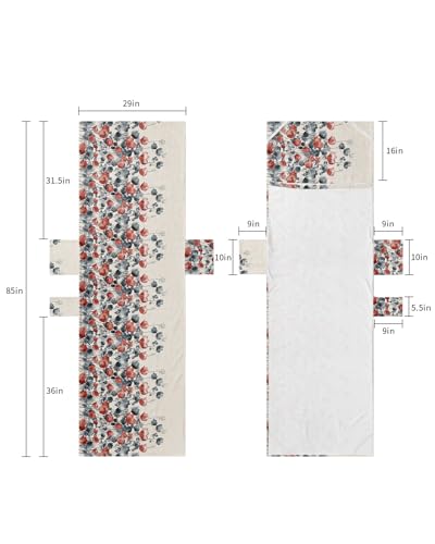 Red Black Flowers Beach Lounge Chair Towel Cover, Soft Chaise Lounge Towel with Side Pockets Patio Pool Chairs Cover for Beach/Pool Sunbathing 29x85 Spring Floral Summer Botanical Rustic