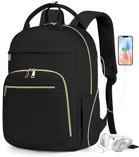 Backpack for Women School Backpack Travel Backpack Lightweight Laptop Backpack Women 15.6 Inch Backpack for School Teens Casual Daypack Backpacks College Travel Work,Black