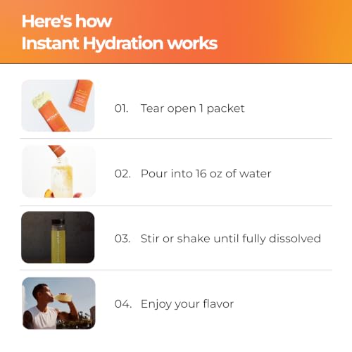 Image of Instant Hydration Sugar Free Electrolytes Powder Packets - Peach Pineapple Electrolyte Drink Mix & Travel Essentials - Post Workout Recovery, Brain Health, Muscle & Tissue Support - 20 Sticks