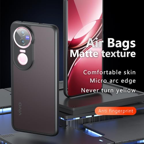 Image of Back Cover Compatible with Vivo V50 5G - Matte Black Rubber Shield Case | Slim Fit Mobile Cover | Anti-Fingerprint Phone Case | Shockproof Back Cover | Soft Touch Mobile Case